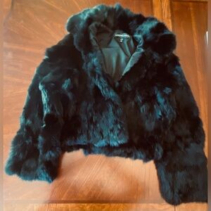 Adrienne Landau fur (rabbit) jacket - black